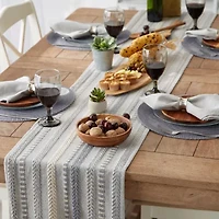 Design Imports Cool Gray Braided Stripe Table Runner
