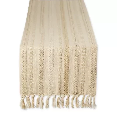 Design Imports Vintage Linen Braided Stripe Table Runner