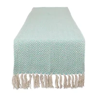 Design Imports Aqua Handloom Chevron Table Runner