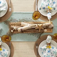 Design Imports Aqua Handloom Chevron Table Runner