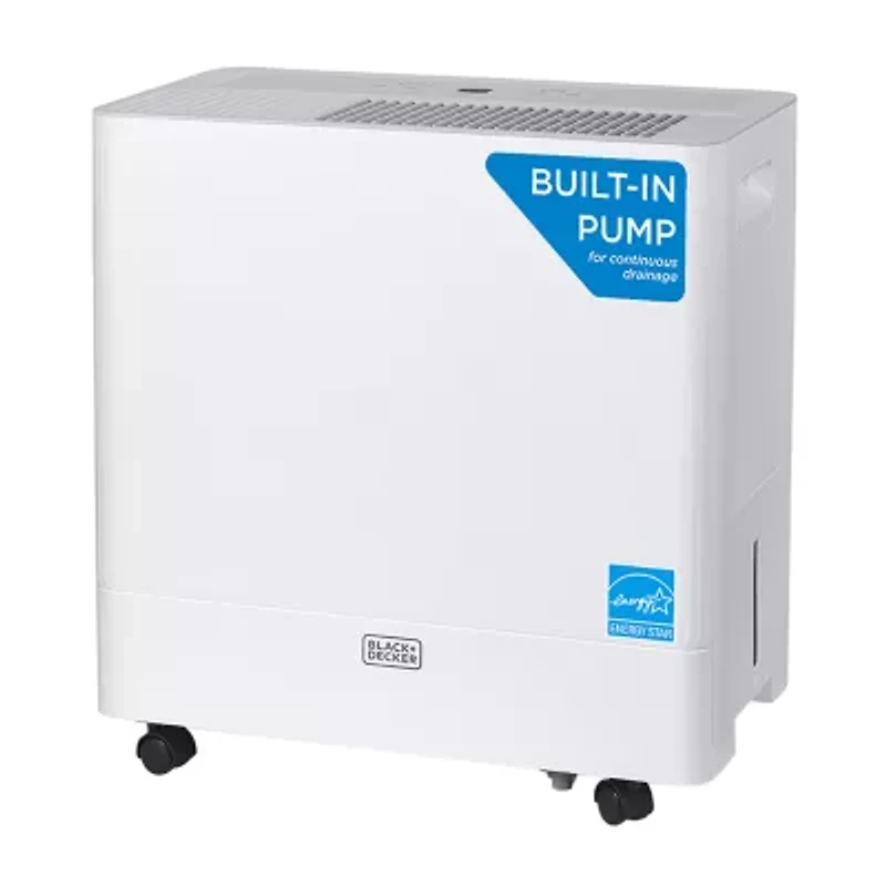 Black+Decker 4500 Sq Ft Dehumidifier With Built-In Drain Pump For Large Spaces Energy Star Digital BD50PMWSA