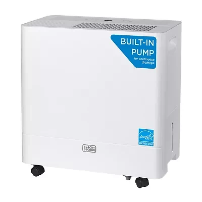 Black+Decker 4500 Sq Ft Dehumidifier With Built-In Drain Pump For Large Spaces Energy Star Digital BD50PMWSA