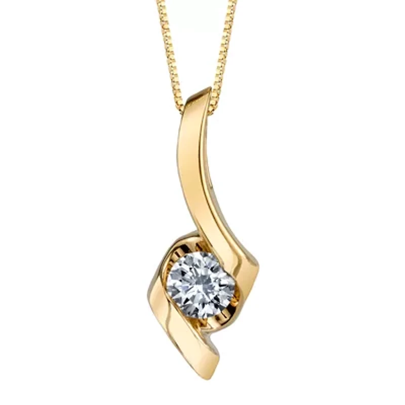 Sirena® 1/3 CT. Natural Diamond Solitaire 14K Yellow Gold Ribbon Pendant Necklace