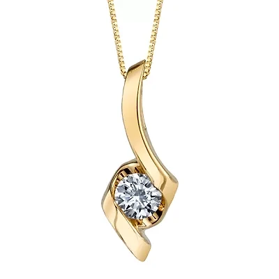 Sirena® 1/3 CT. Natural Diamond Solitaire 14K Yellow Gold Ribbon Pendant Necklace