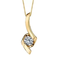 Sirena® 1/3 CT. Natural Diamond Solitaire 14K Yellow Gold Ribbon Pendant Necklace