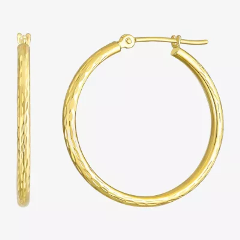 Womens 10K Gold 25mm Round Hoop Earrings