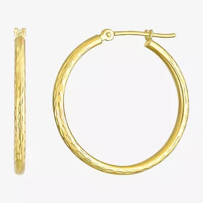 Womens 10K Gold 25mm Round Hoop Earrings