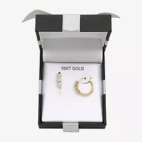Womens Cubic Zirconia 10K Gold 14mm Round Hoop Earrings