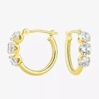 Womens Cubic Zirconia 10K Gold 14mm Round Hoop Earrings