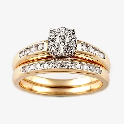 Round 1/2 CT.T.W. Natural Diamond Side Stone Bridal Set 10K or 14K Gold