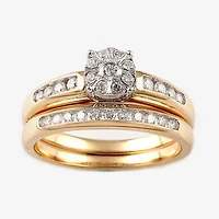 Round 1/2 CT.T.W. Natural Diamond Side Stone Bridal Set 10K or 14K Gold