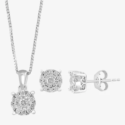 Effy  Womens 1/2 CT. T.W. Natural White Diamond Sterling Silver Round 2-pc. Jewelry Set