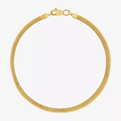 Unisex Adult 10K Gold 7.25 Inch Solid Herringbone Chain Bracelet