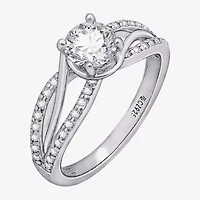 Diamonart Womens Cubic Zirconia Sterling Silver Round Crossover Side Stone Promise Ring