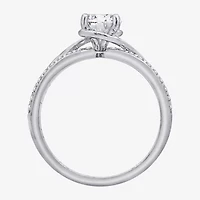 Diamonart Womens Cubic Zirconia Sterling Silver Round Crossover Side Stone Promise Ring