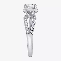 Diamonart Womens Cubic Zirconia Sterling Silver Round Crossover Side Stone Promise Ring
