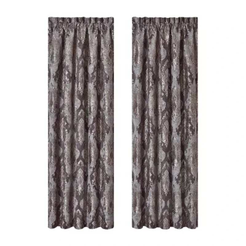 Five Queens Court Dominique Rod Pocket Energy Saving Light-Filtering Set of 2 Curtain Panel
