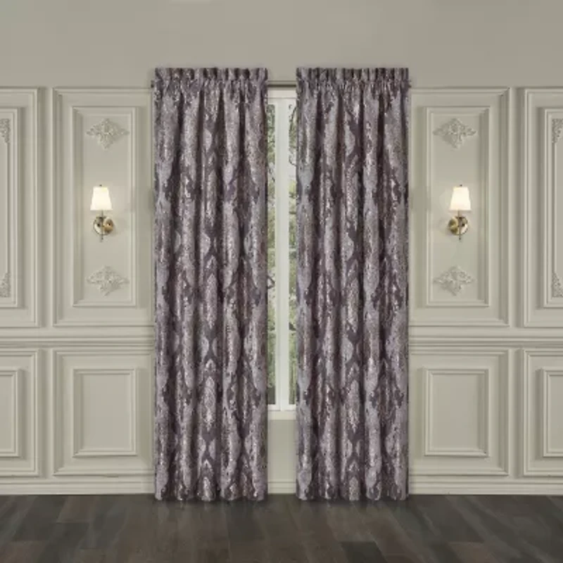 Five Queens Court Dominique Rod Pocket Energy Saving Light-Filtering Set of 2 Curtain Panel