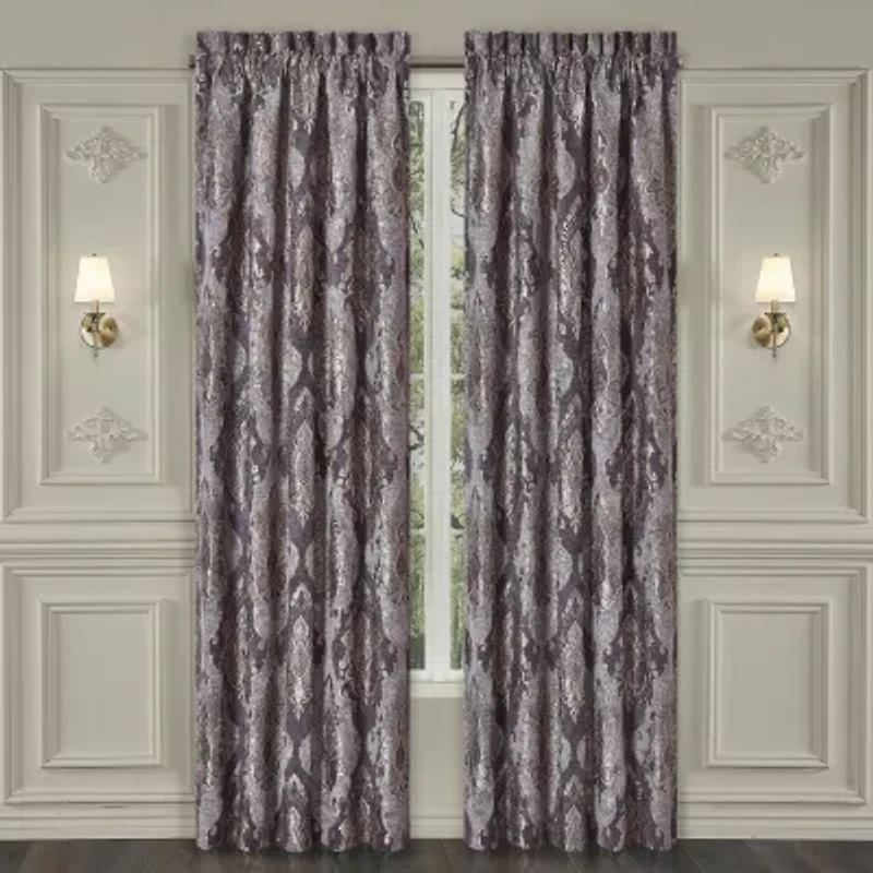 Five Queens Court Dominique Rod Pocket Energy Saving Light-Filtering Set of 2 Curtain Panel