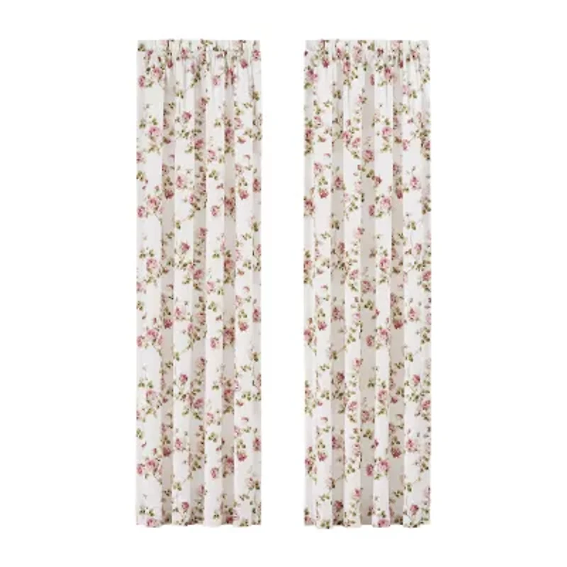 Royal Court Rosemary Rod Pocket Light-Filtering Set of 2 Curtain Panel