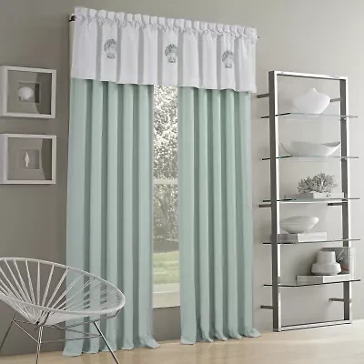 Royal Court Waters Edge Rod Pocket Light-Filtering Set of 2 Curtain Panel