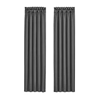 Queen Street Darwin Charcoal Rod Pocket Light-Filtering Set of 2 Curtain Panel