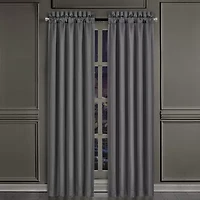 Queen Street Darwin Charcoal Rod Pocket Light-Filtering Set of 2 Curtain Panel