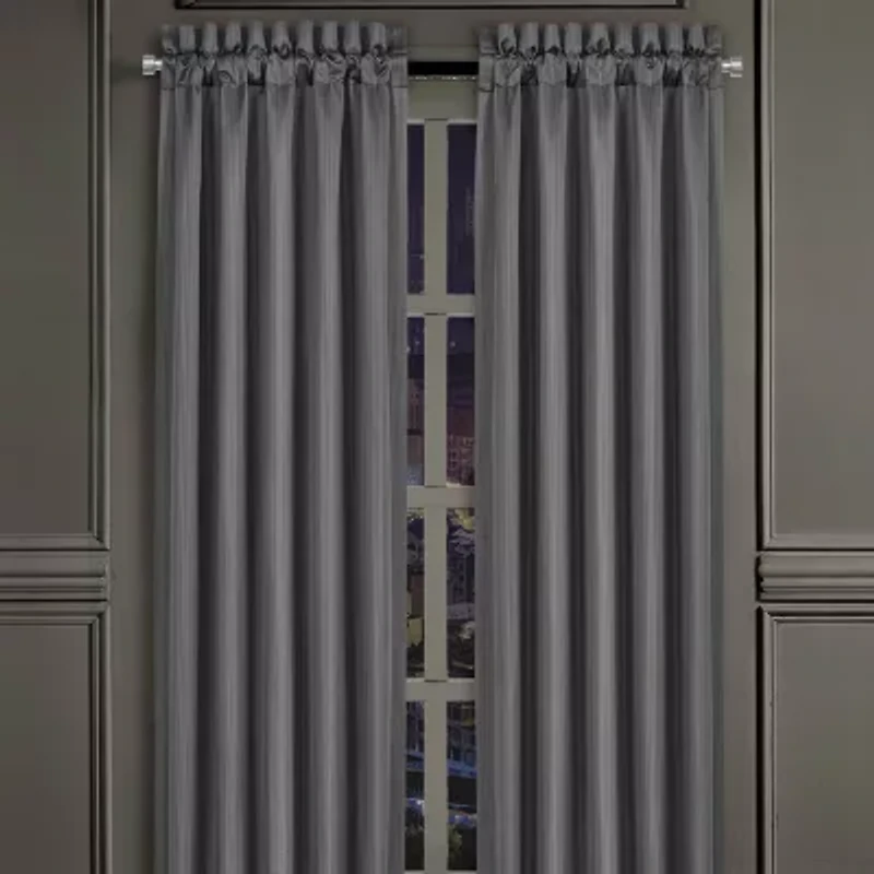 Queen Street Darwin Charcoal Rod Pocket Light-Filtering Set of 2 Curtain Panel