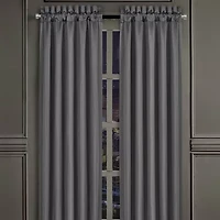 Queen Street Darwin Charcoal Rod Pocket Light-Filtering Set of 2 Curtain Panel