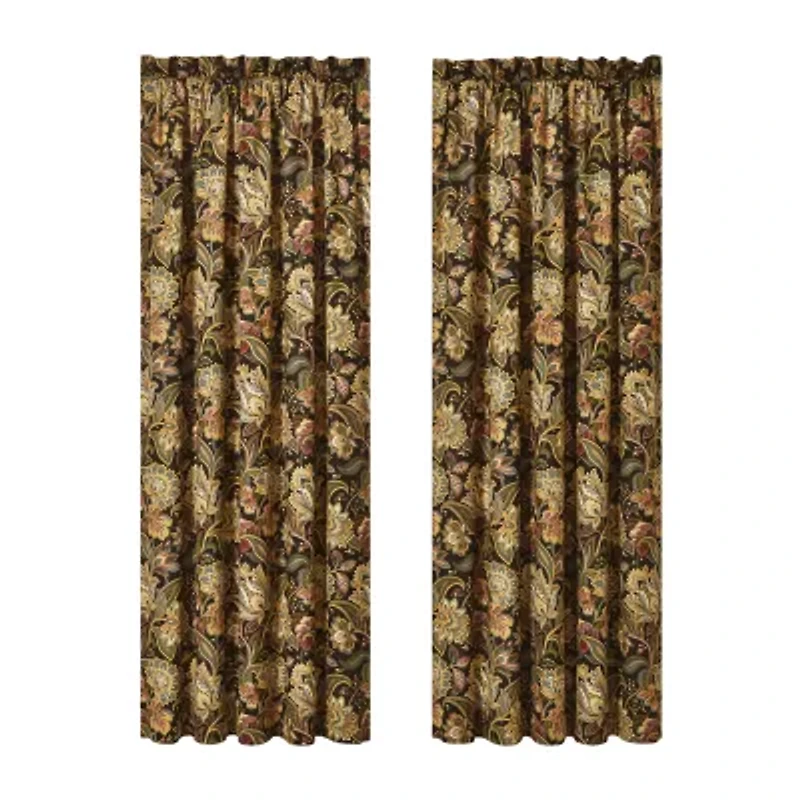 Five Queens Court Stefania Rod Pocket Energy Saving Light-Filtering Set of 2 Curtain Panel