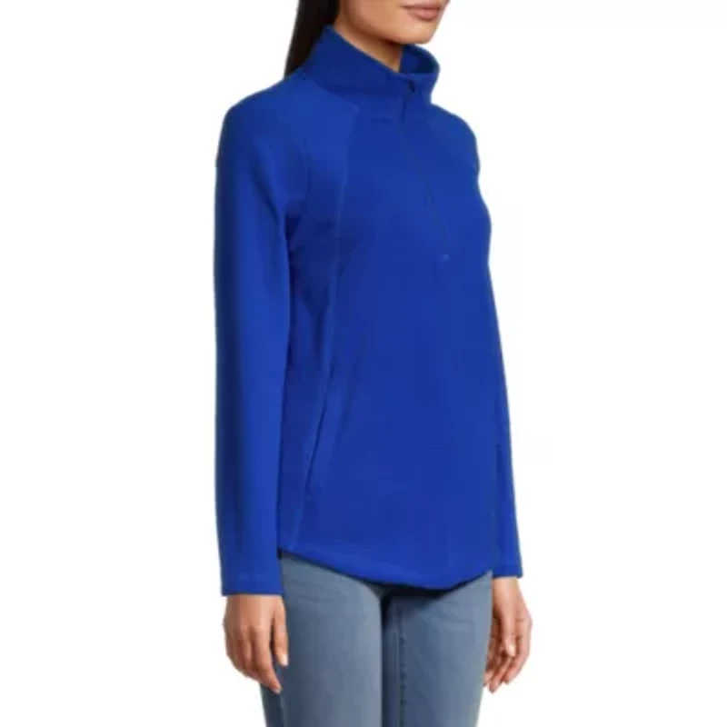 St. John's Bay Polar Fleece Womens Long Sleeve Quarter-Zip Pullover