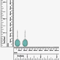 Silver Treasures Genuine Stone Womens Green Amazonite Sterling Silver Oval Drop Earrings