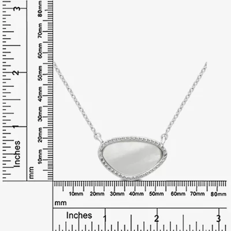 Silver Treasures Genuine Stone Womens White Mother Of Pearl Sterling Silver 18 Inch Pendant Necklace