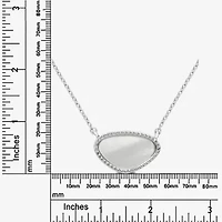 Silver Treasures Genuine Stone Womens White Mother Of Pearl Sterling Silver 18 Inch Pendant Necklace
