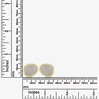 Silver Treasures Genuine Stone White Mother Of Pearl 14K Gold Over Silver 14mm Oval Stud Earrings