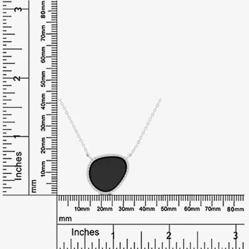 Silver Treasures Genuine Stone Womens Black Onyx Sterling Silver 18 Inch Pendant Necklace