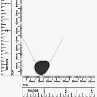 Silver Treasures Genuine Stone Womens Black Onyx Sterling Silver 18 Inch Pendant Necklace
