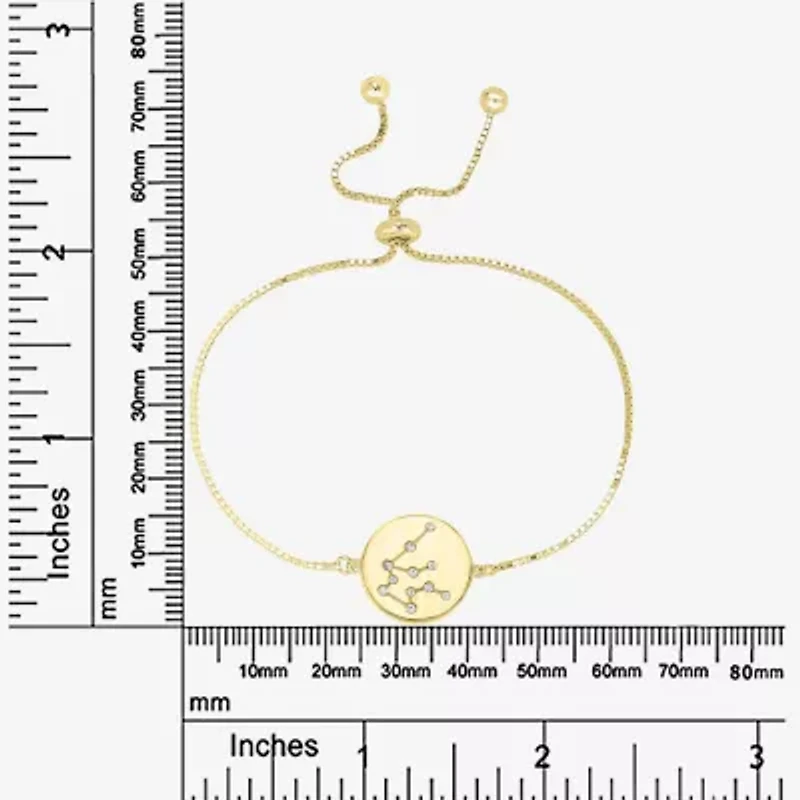 Sparkle Allure Zodiac Coin Womens Crystal 14K Gold Over Brass Round Bolo Bracelet