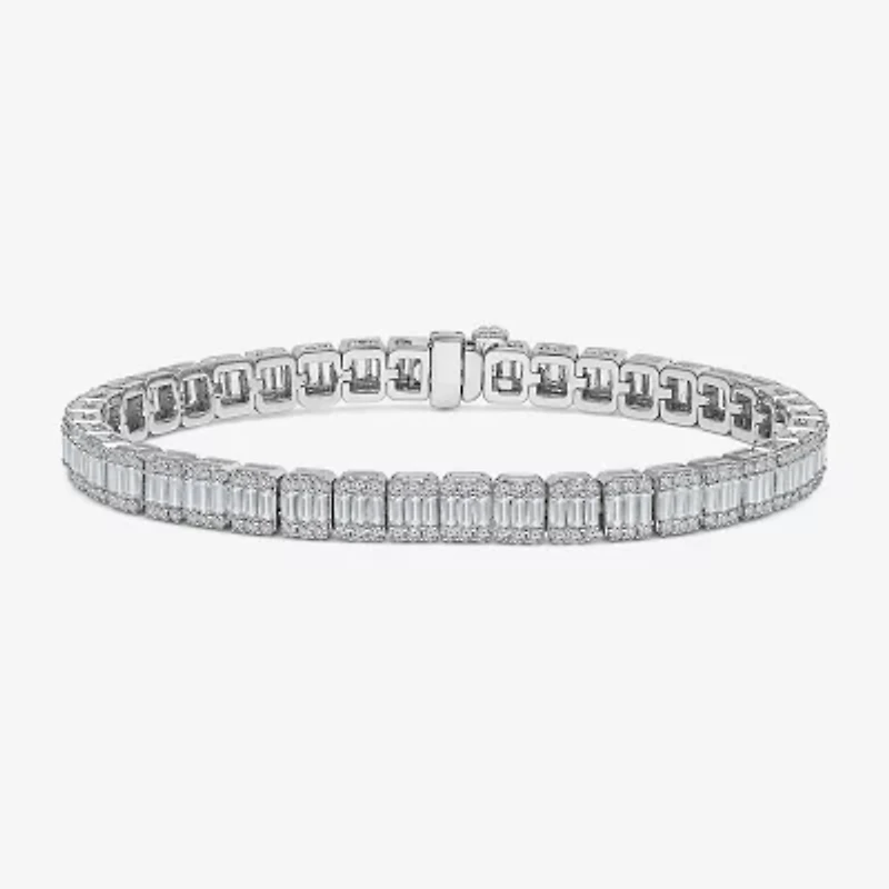 (I / I1) Womens 5 CT. T.W. Lab Grown White Diamond 10K White Gold 7 Inch Tennis Bracelet