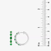 Effy  Womens Diamond Accent Genuine Blue Sapphire Sterling Silver 20.2mm Hoop Earrings