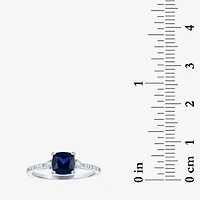 Yes, Please! Womens Lab Created Blue Sapphire Sterling Silver Cushion Cocktail Ring