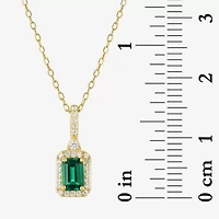 Yes, Please! Womens Lab Created Green Emerald 14K Gold Over Silver 18 Inch Pendant Necklace