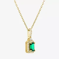 Yes, Please! Womens Lab Created Green Emerald 14K Gold Over Silver 18 Inch Pendant Necklace