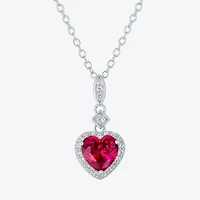 Yes, Please! Womens Lab Created Red Ruby Sterling Silver Heart 2-pc. Jewelry Set