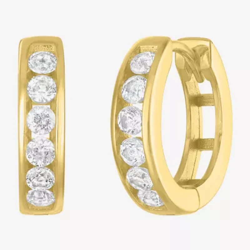 Yes, Please! Womens Lab Created White Sapphire 14K Gold Over Silver Round 2 Pair Earring Set