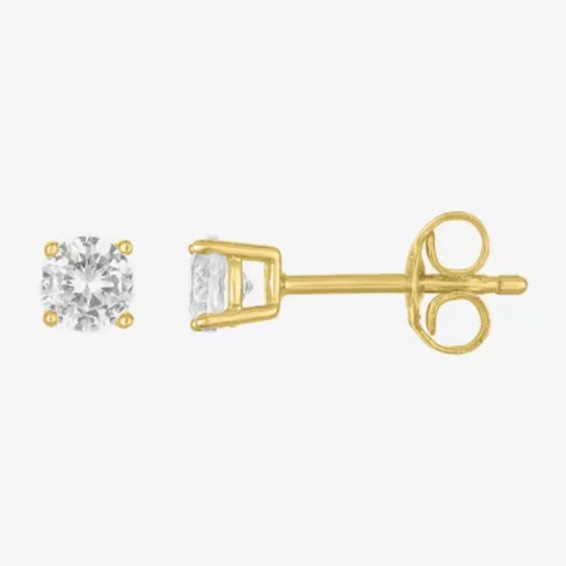 Yes, Please! Womens Lab Created White Sapphire 14K Gold Over Silver Round 2 Pair Earring Set