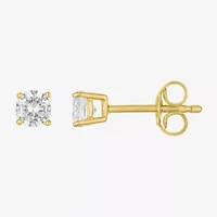 Yes, Please! Womens Lab Created White Sapphire 14K Gold Over Silver Round 2 Pair Earring Set