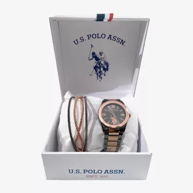 U.S. Polo Assn. Womens Two Tone 2-pc. Watch Boxed Set Usc6034jc