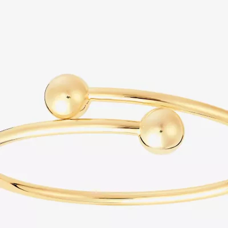 Silver Reflections Bypass Womens 14K Gold Over Brass Cuff Bracelet