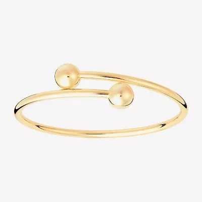 Silver Reflections Bypass Womens 14K Gold Over Brass Cuff Bracelet